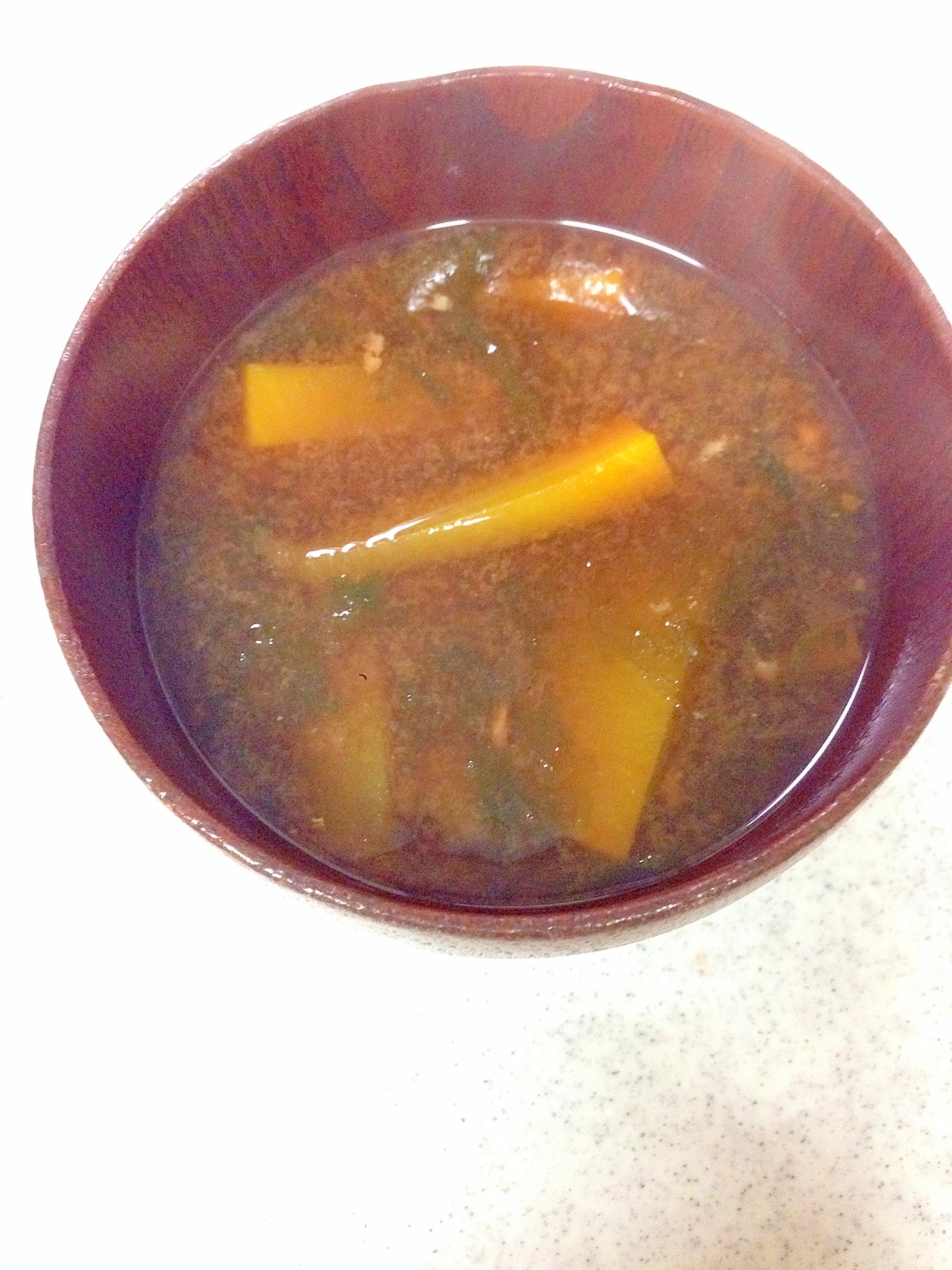 かぼちゃとあおさのりの味噌汁