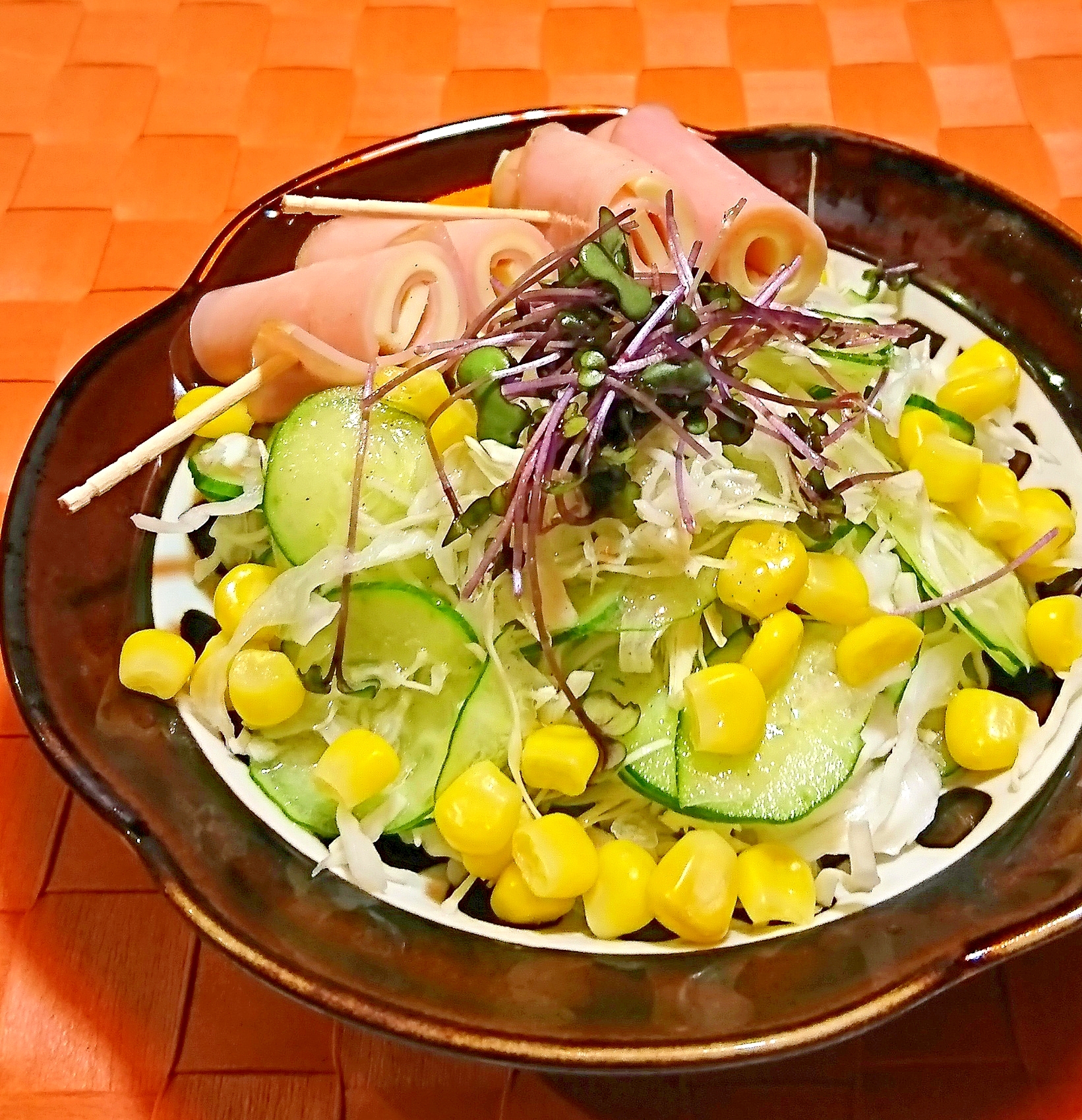 ハムのチーズ巻きを添えたコーンサラダ レシピ 作り方 By メリッコ 楽天レシピ