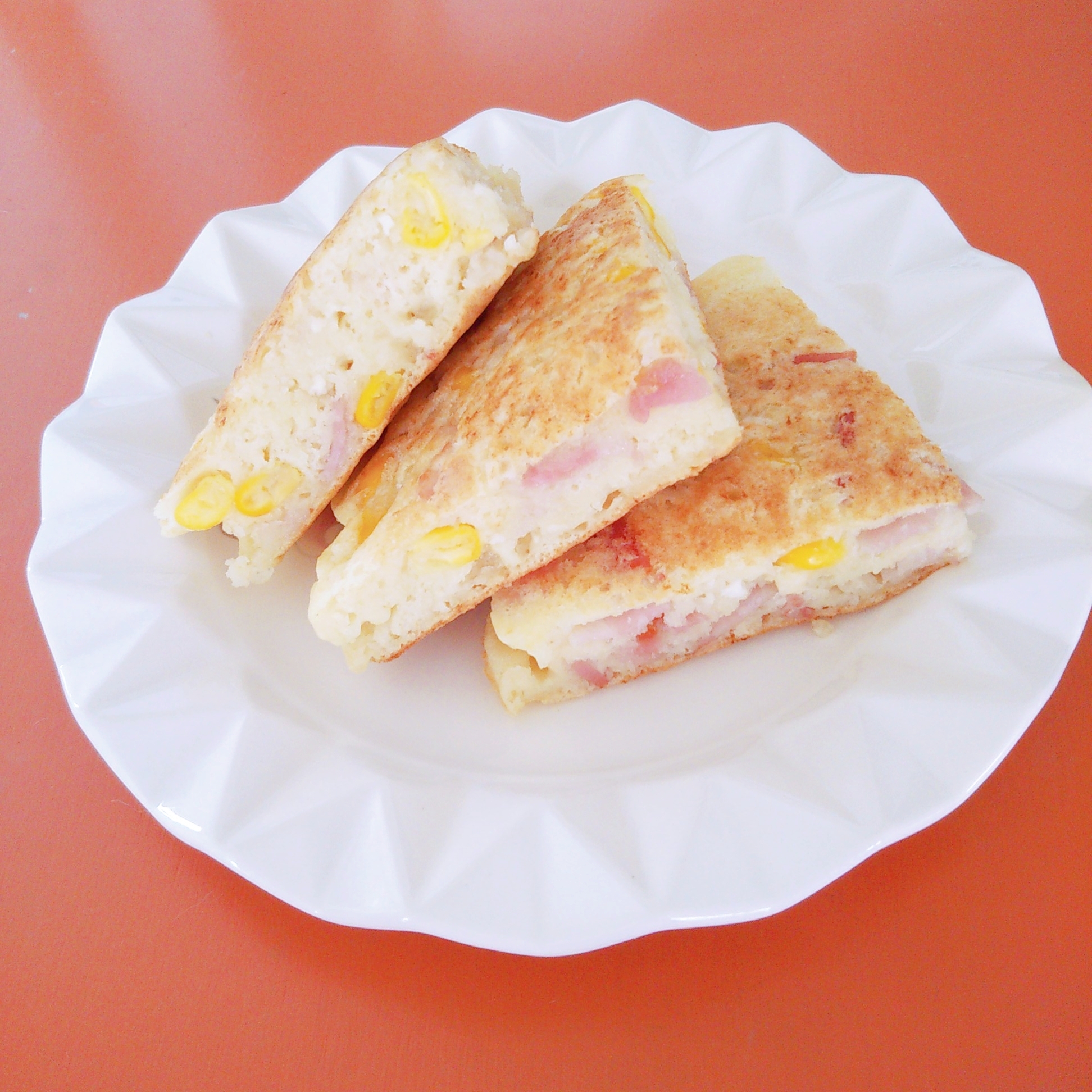 コーンとベーコン入り☆豆腐のホットケーキ