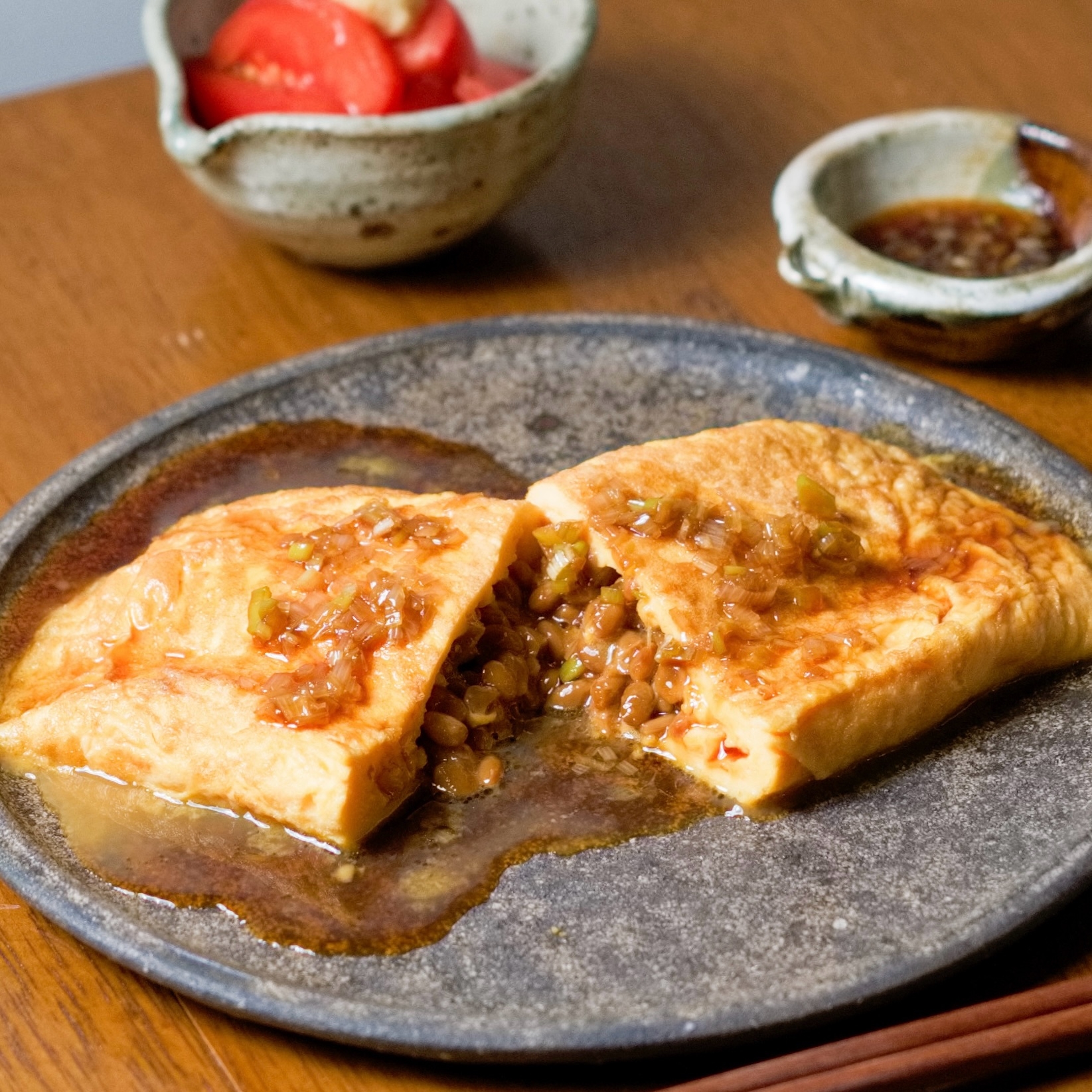 納豆オムレツ〜長ねぎソース【和食・副菜】