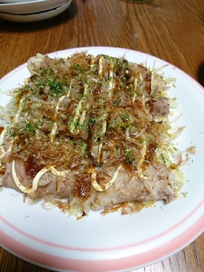 お好み焼き風♡キャベツともやしの豚肉巻き