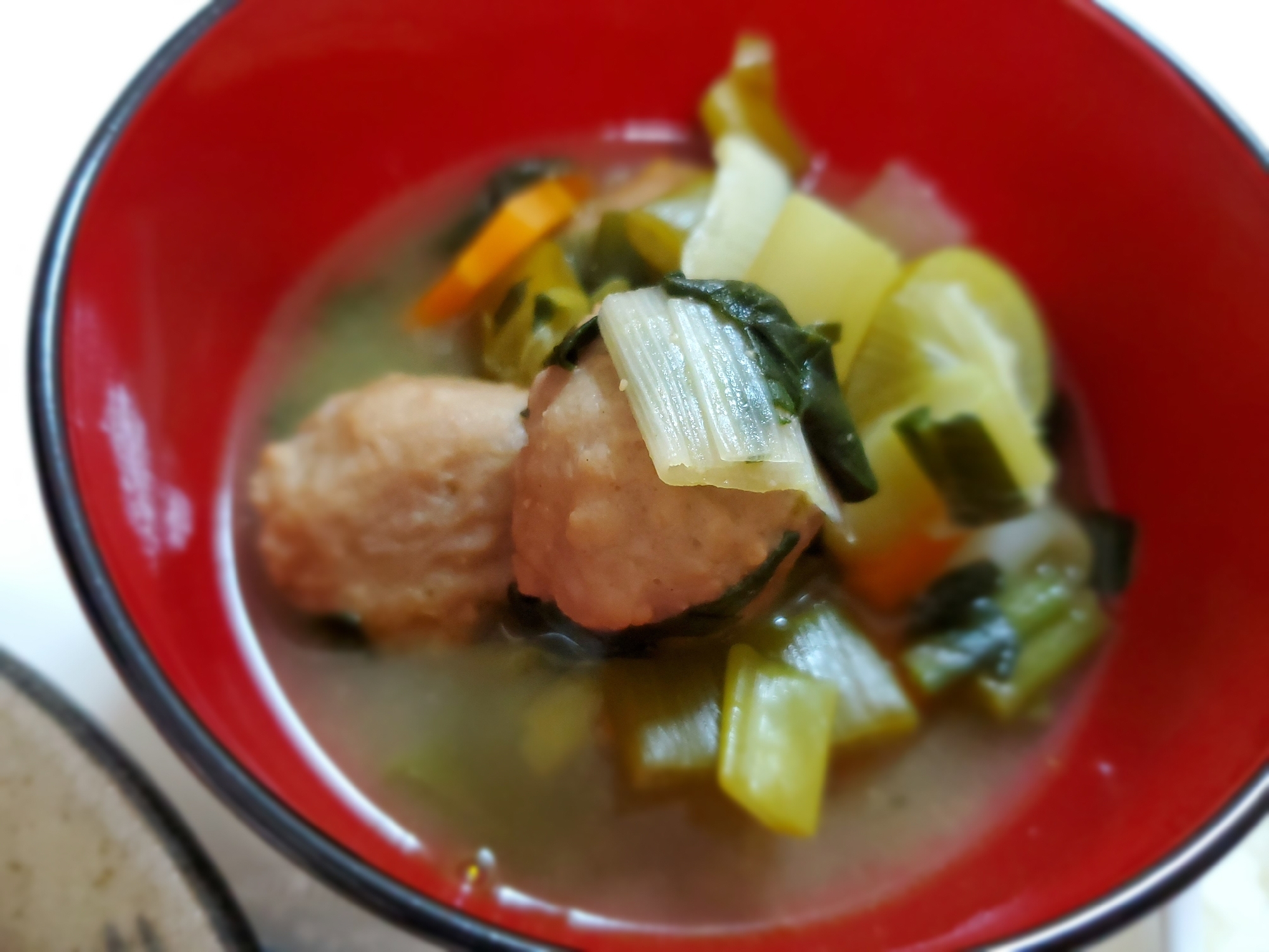 肉団子と野菜の味噌スープ