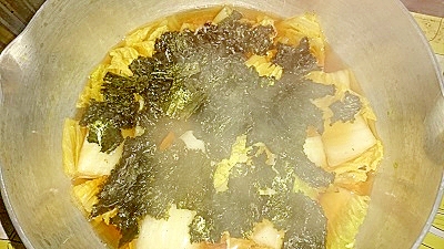 白菜と焼き海苔の煮物