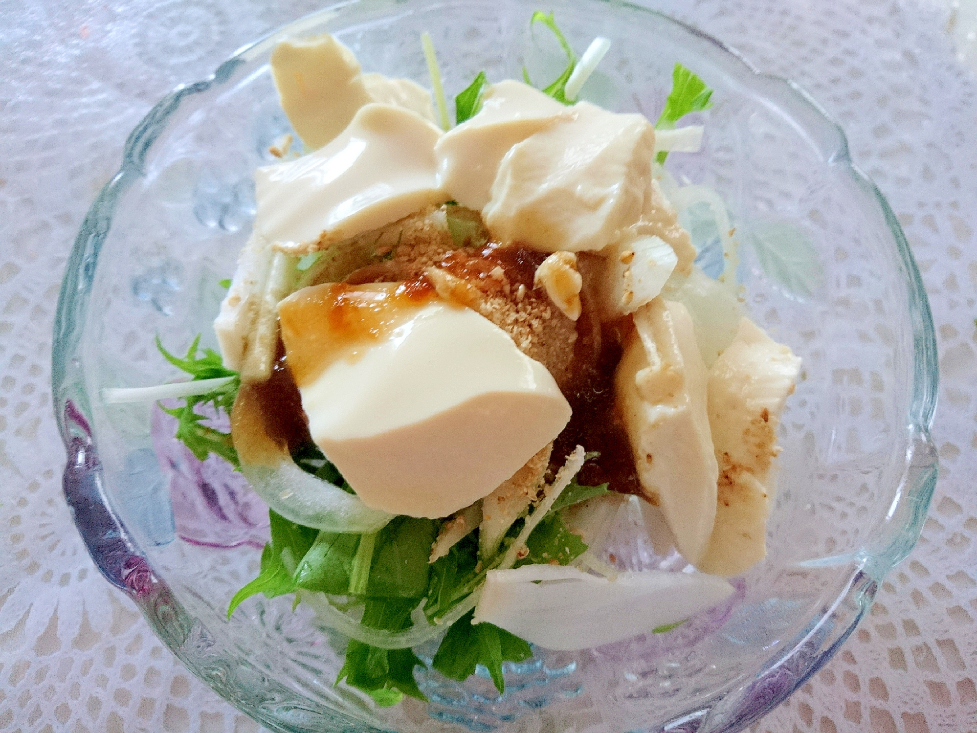 水菜と豆腐のサラダ