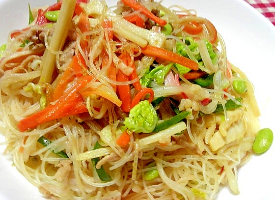 塩糀鶏がらスープで味付けした野菜たっぷりビーフン レシピ 作り方 By デラみーやん 楽天レシピ