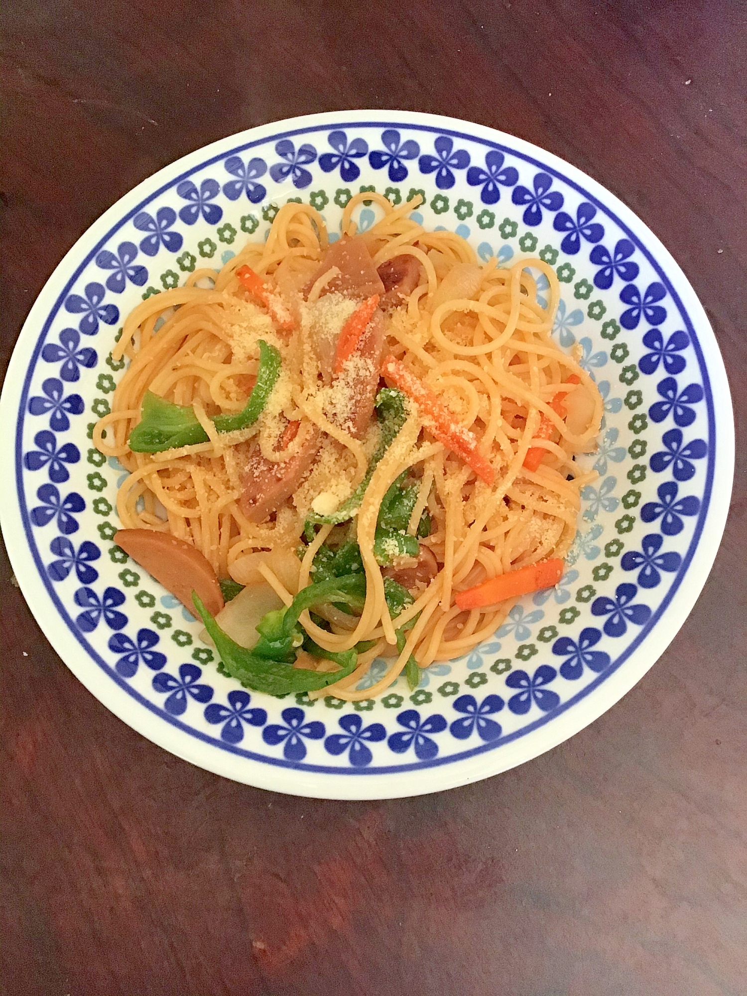 スパムと野菜のナポリタン。