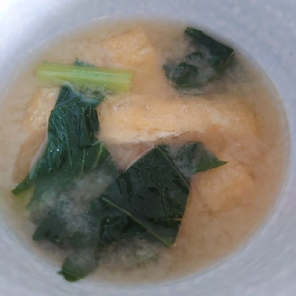 今日のお味噌汁！！小松菜と油揚げの簡単お味噌汁