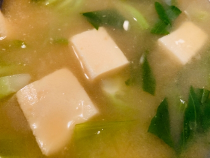 チンゲン菜と豆腐の味噌汁