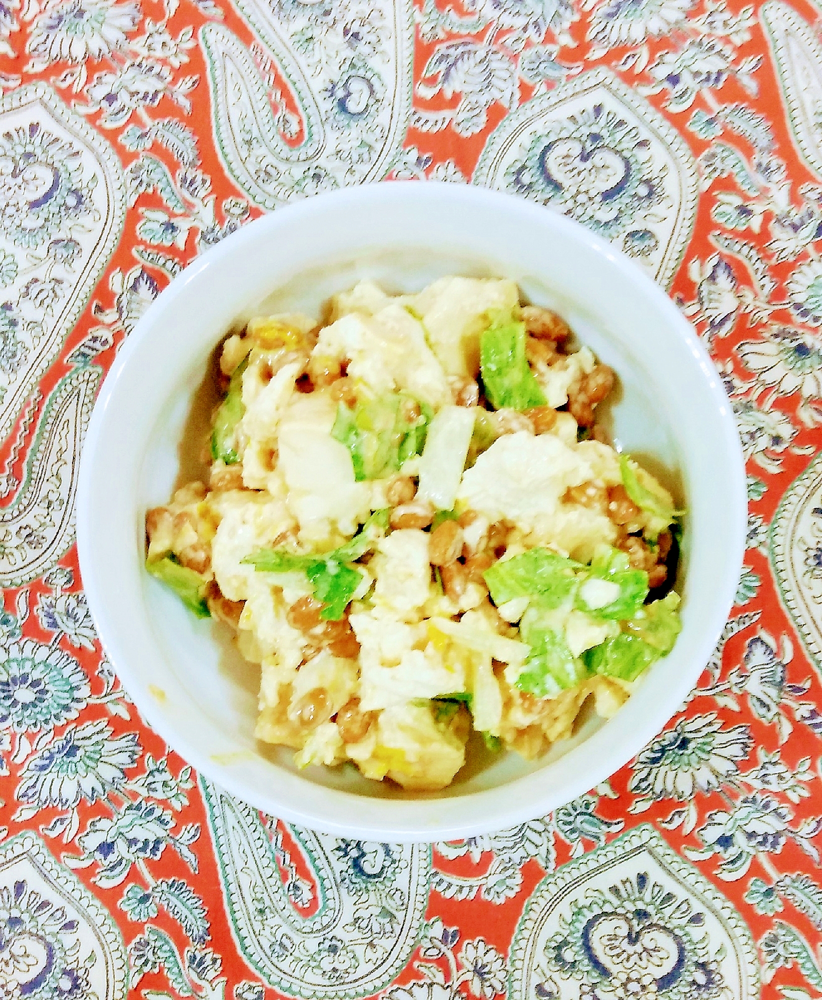 納豆と豆腐のごまドレッシング和え