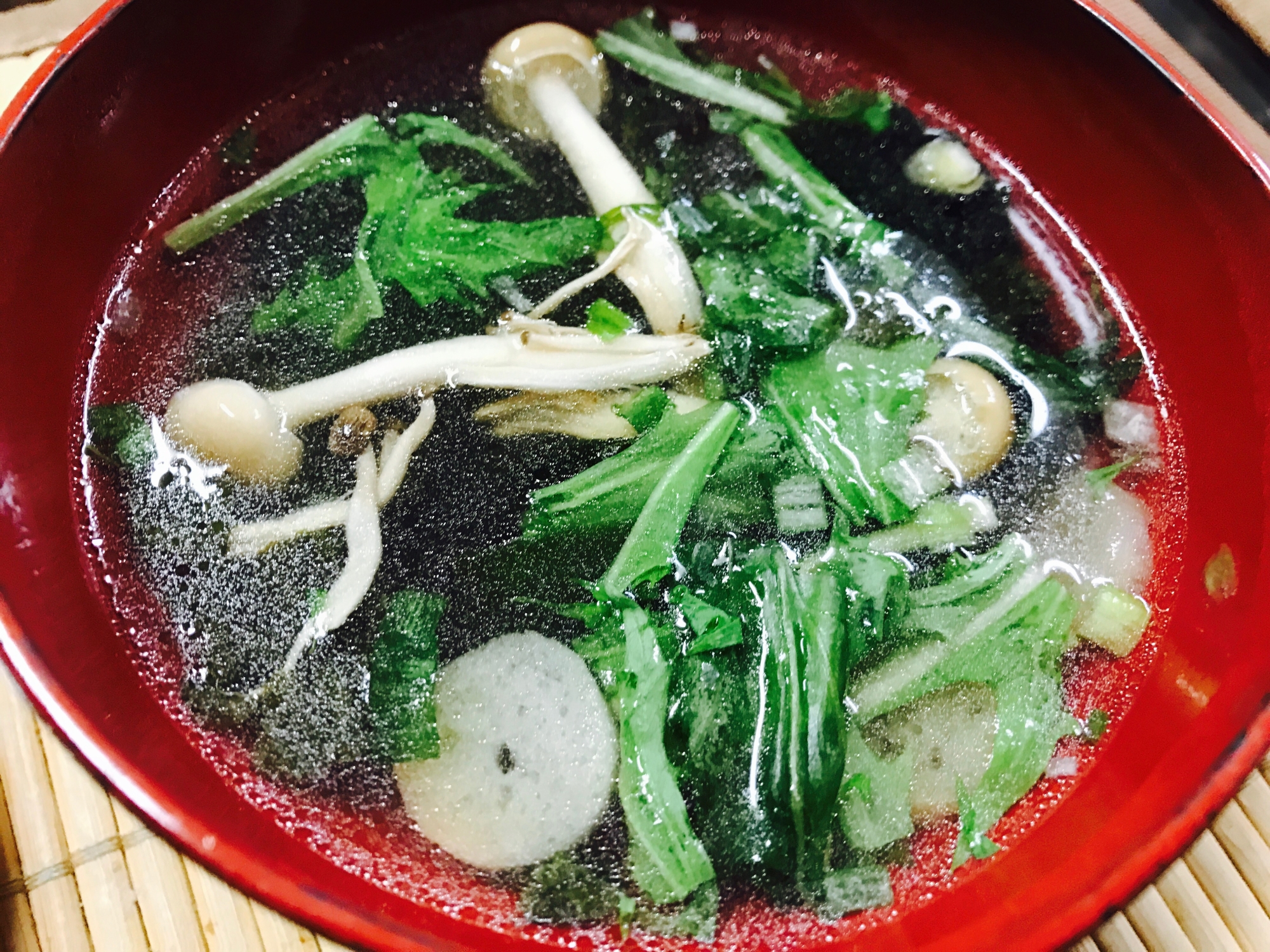 リメイク！しめじと水菜の茹で汁お吸い物