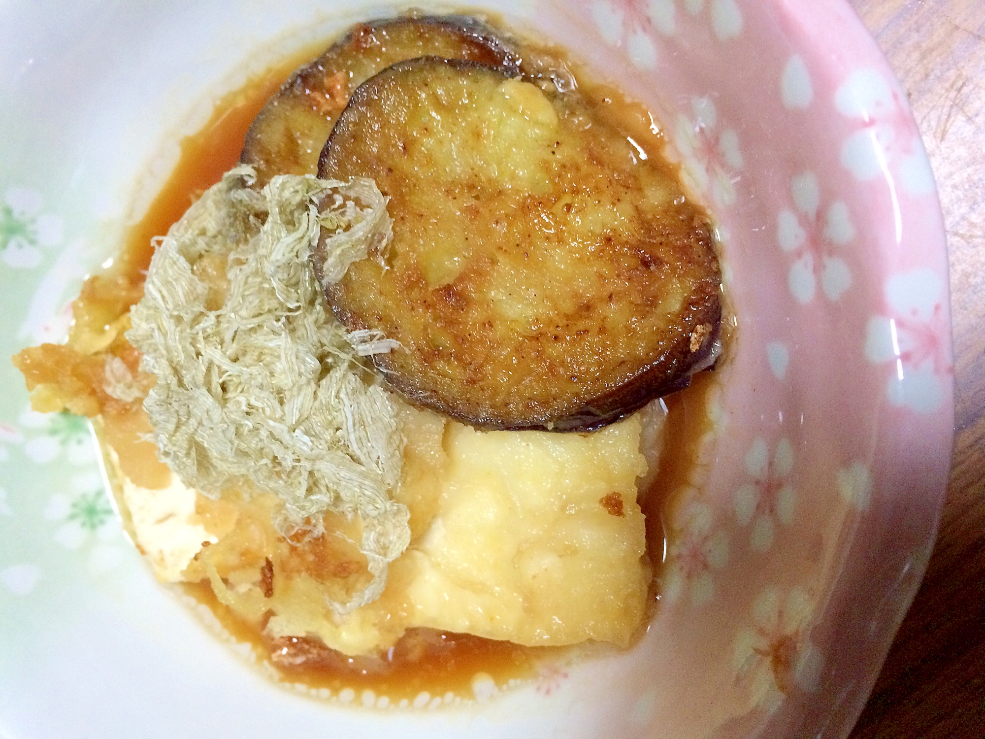 揚げナスと揚げ豆腐のおばんざい