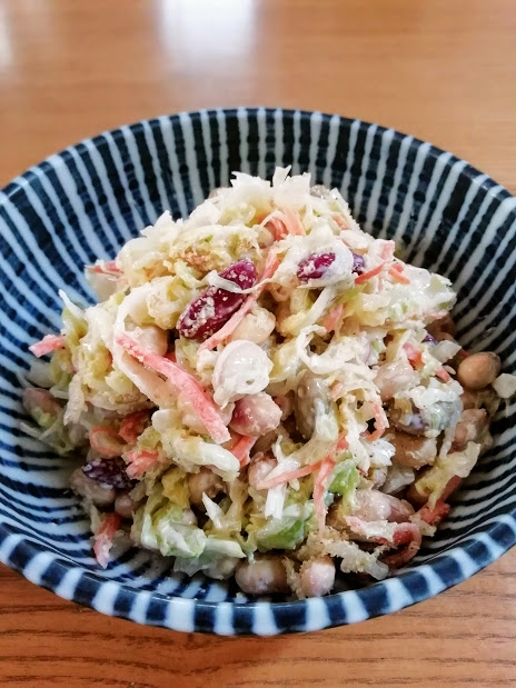 キャベツとサラダ豆（煮豆）のサラダ