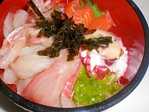 甘めのたれがうまい 海鮮丼 レシピ 作り方 By Kumi Mama 楽天レシピ