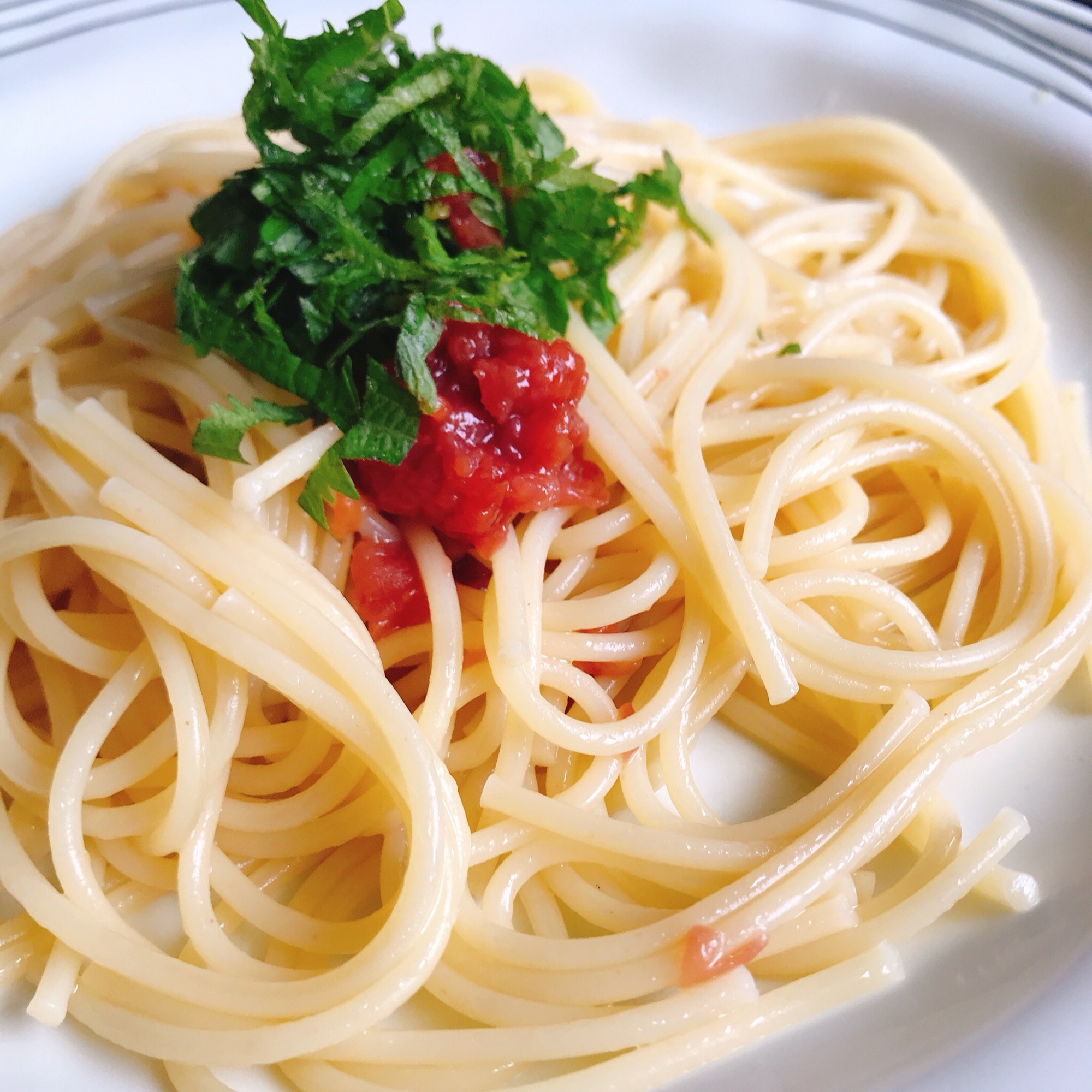 【簡単】梅しそスパゲティ