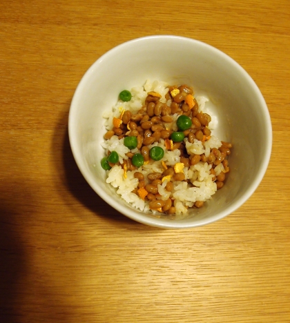 ＋みかん皮❤冷ご飯で納豆チャーハン♪（バター他）