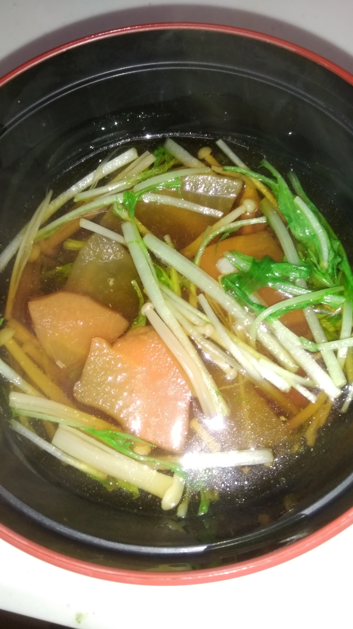 大根水菜の甘醤油汁