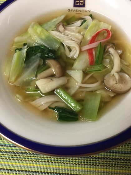 しめじとカニかまの韓国風スープ