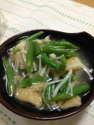 インゲン・えのき・揚げの簡単煮浸し
