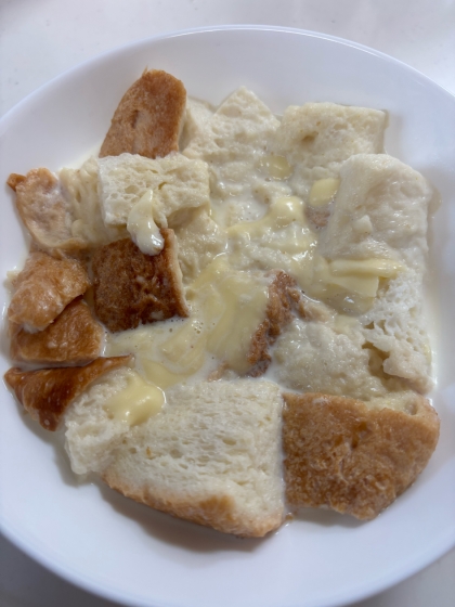 5枚切りのパンを使ったので牛乳をかなり吸ってしまいました。味はとても美味しかったです！次回は牛乳の量を増やそうと思います。