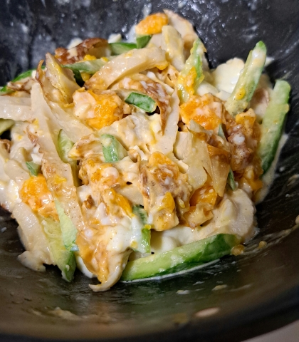 和風マヨネーズが合う♡ちくわときゅうりの卵サラダ