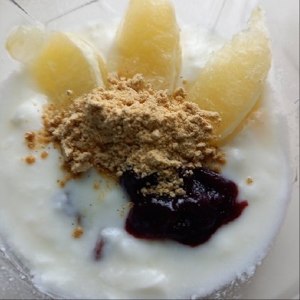 国産レモンときな粉とジャムとレーズンのヨーグルト