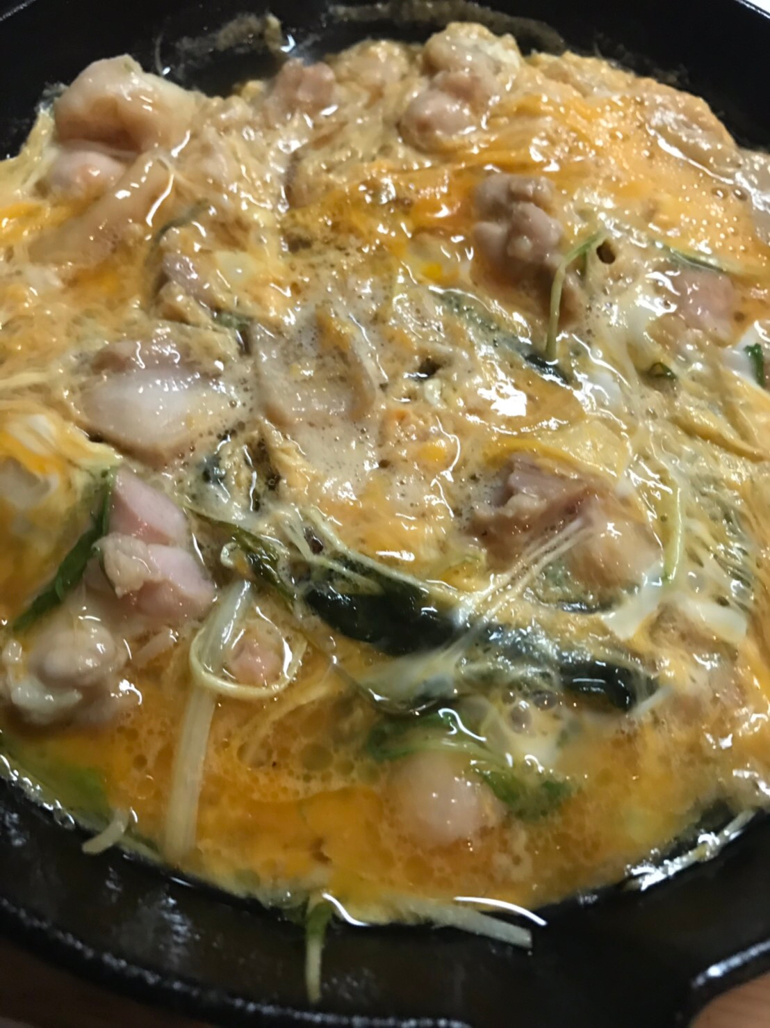 水菜と鶏肉の卵とじ