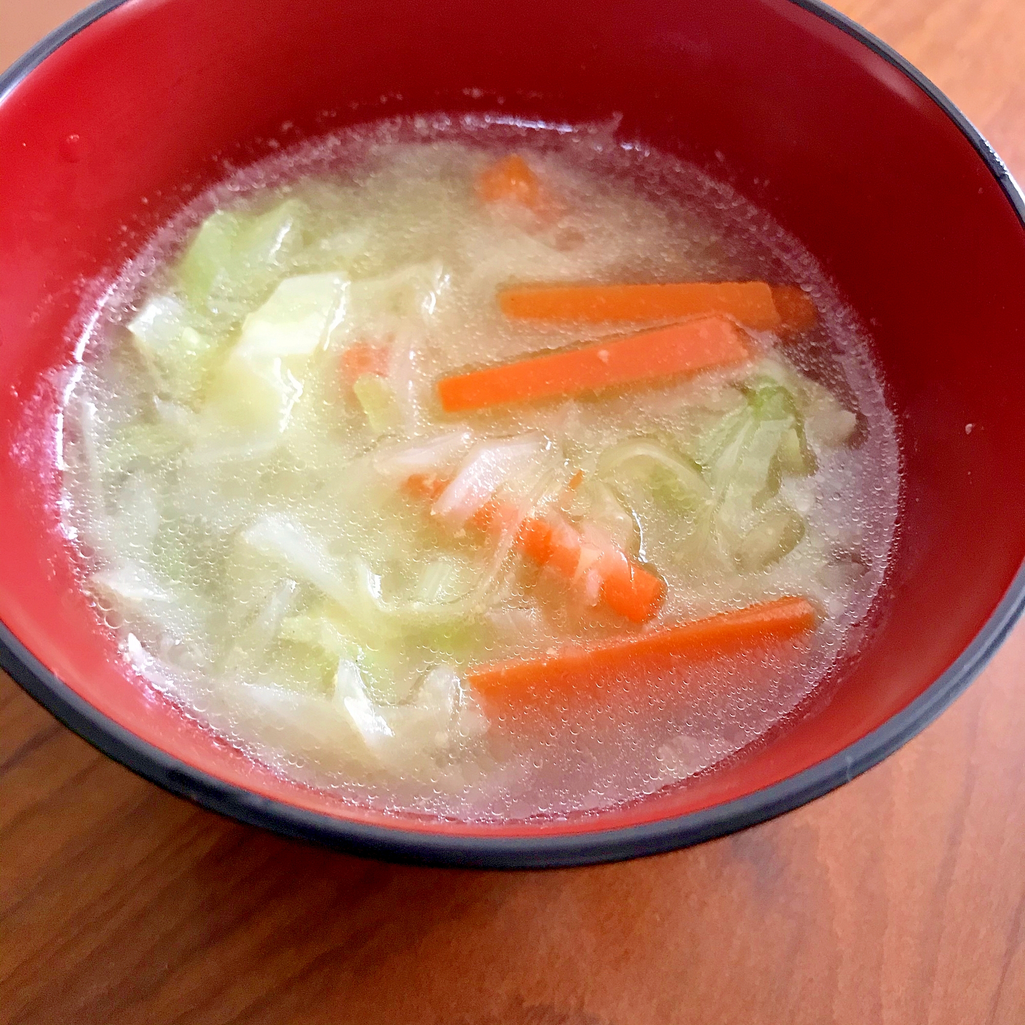 キャベツ・人参・ネギの中華スープ