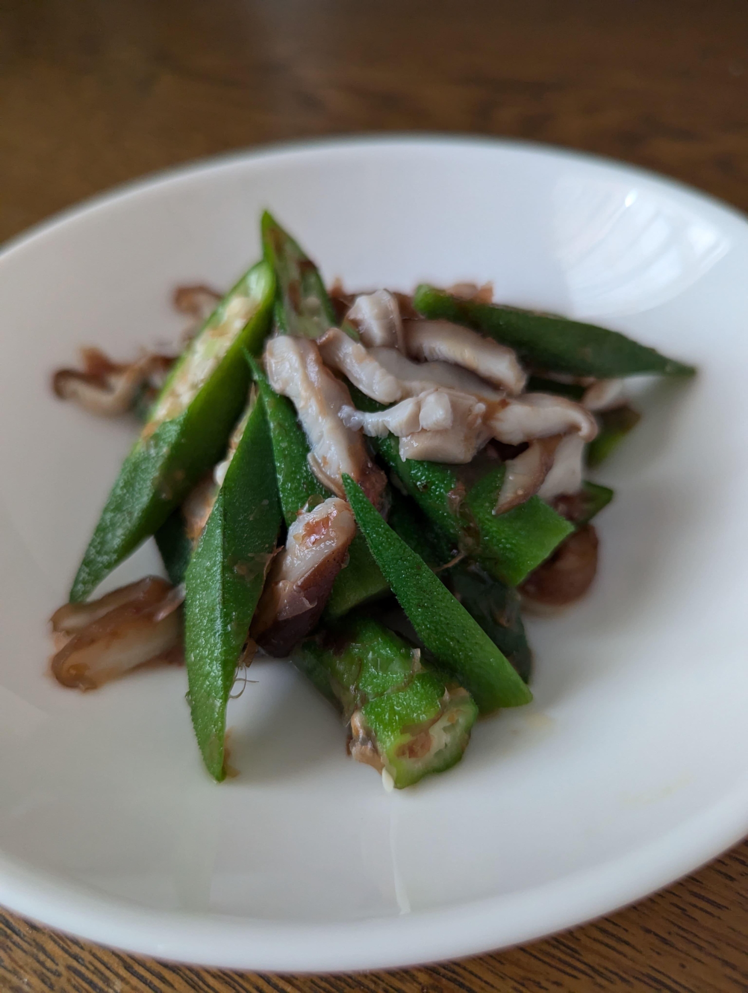 オクラとキノコのおかかあえ