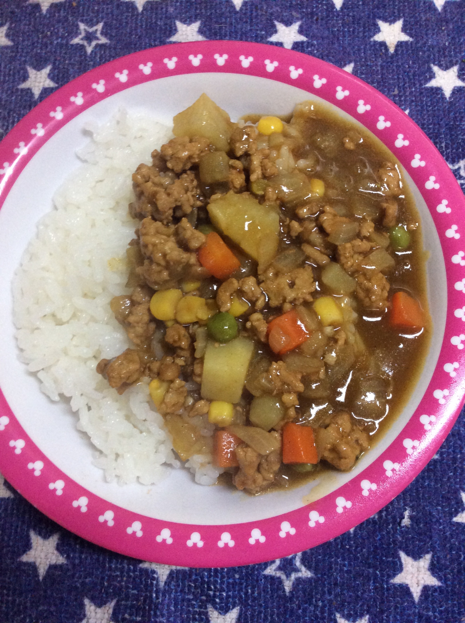 ミックスベジタブルで♪挽肉のカレー