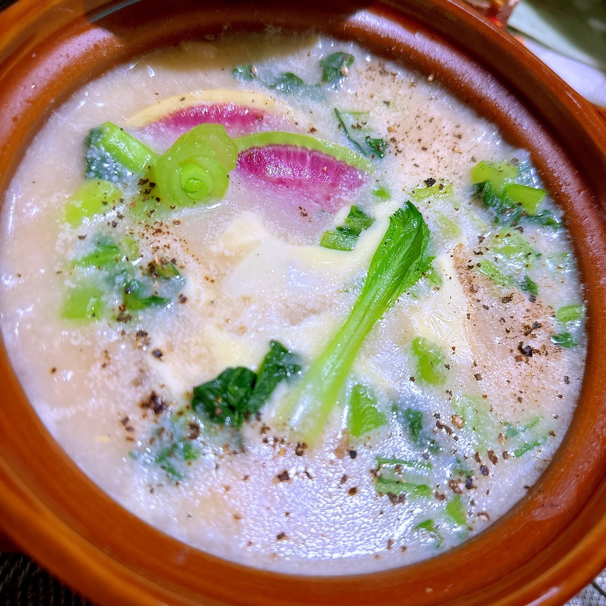 酒粕×国産チーズの蕎麦の実入り豆乳雑炊