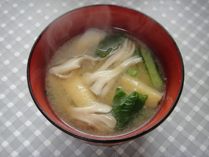 舞茸➕小松菜➕長ネギ➕油揚げの味噌汁