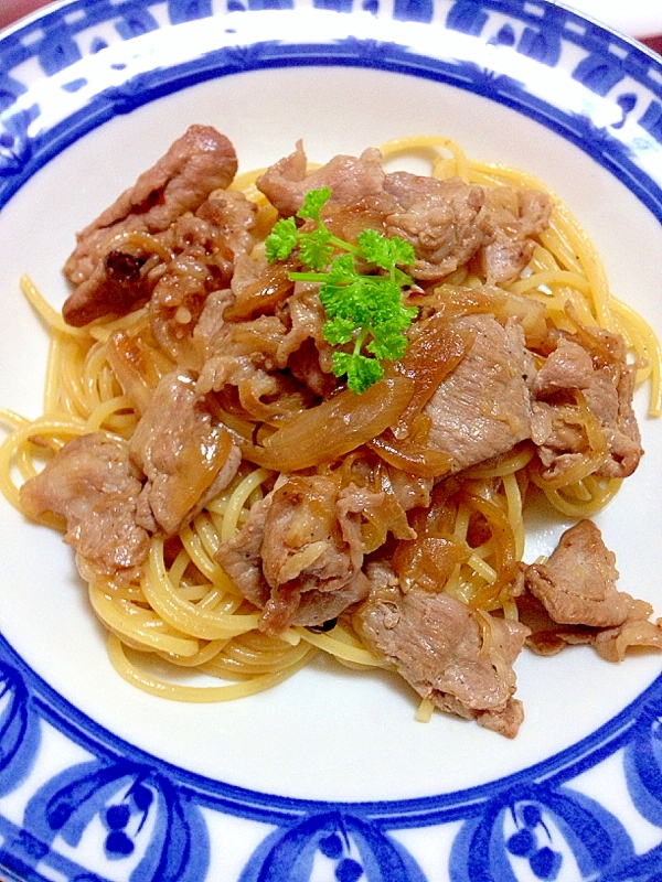 冷蔵庫にあるもので☆簡単♪豚肉和風パスタ♪