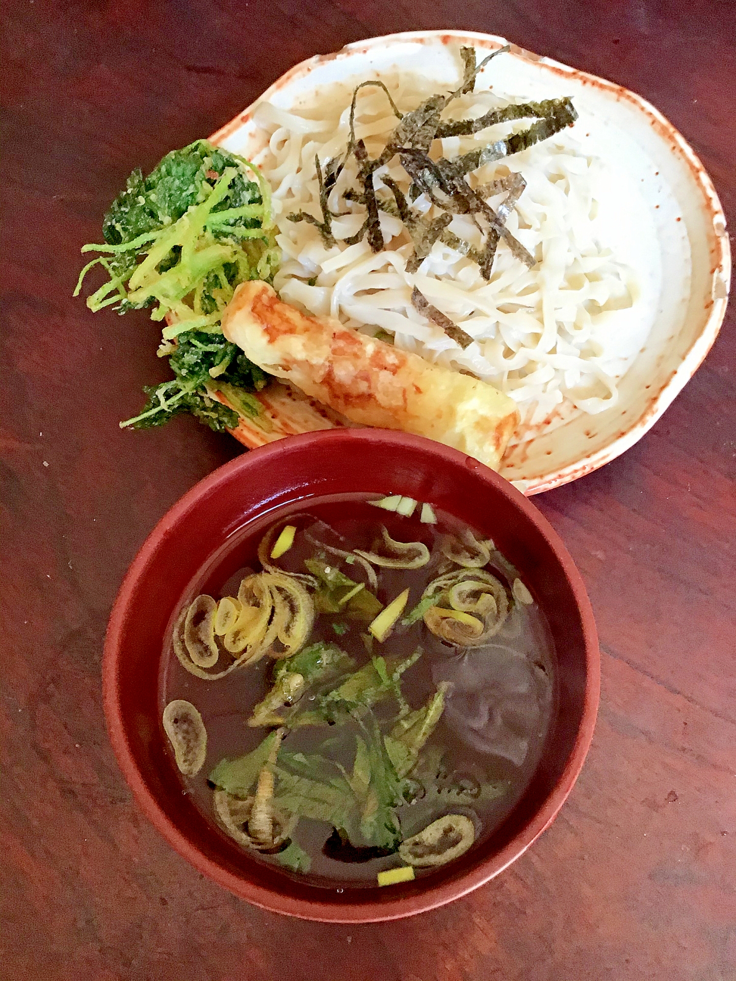 ちくわ天と三つ葉のかき揚げの水沢風うどん（盛）