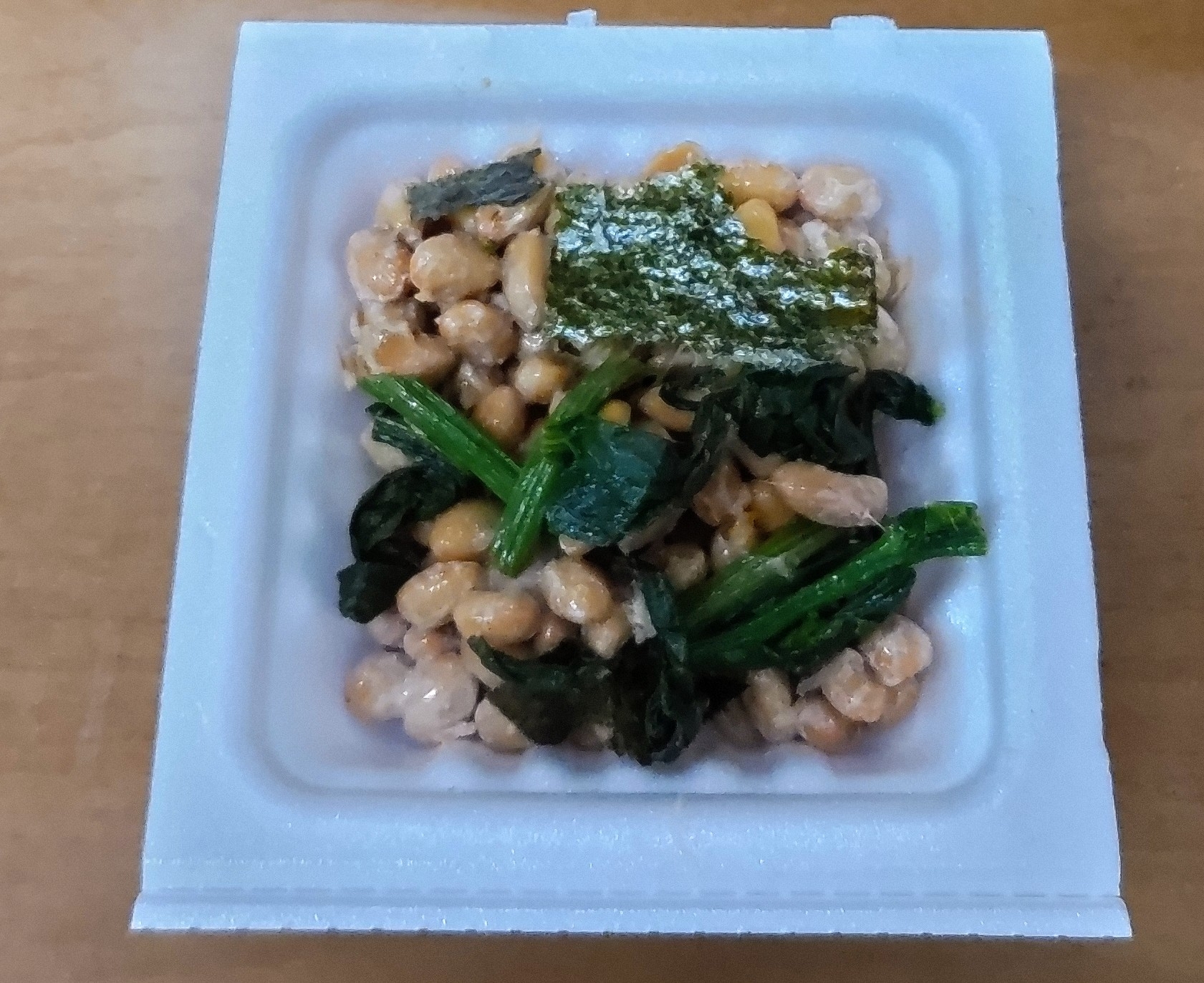 納豆に♫ほうれん草と海苔を