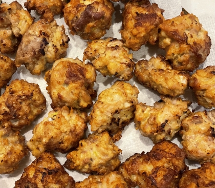 節約＆かさ増し♪豚こまと玉ねぎでふわふわから揚げ
