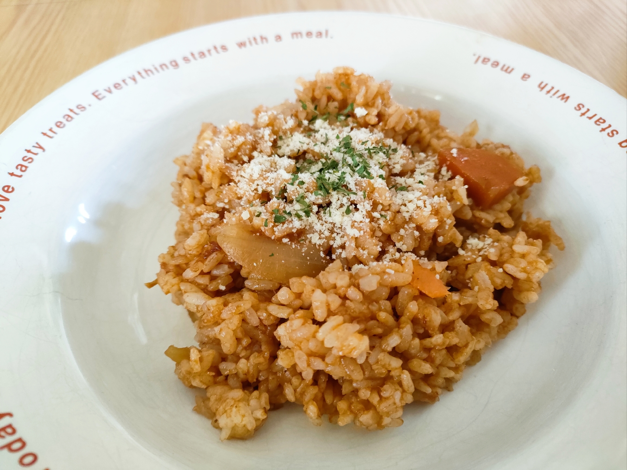 ブラウンシチューの残りで炒めご飯