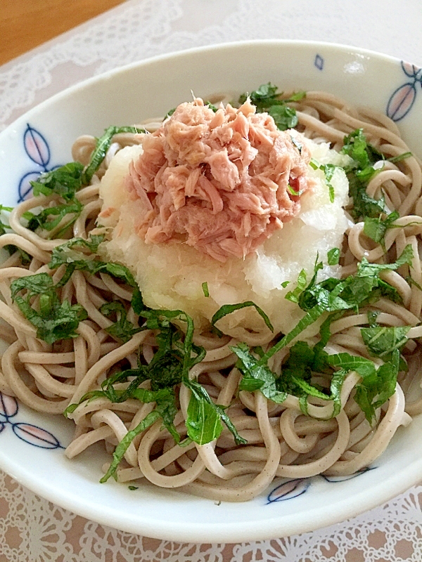 さっぱりヘルシー!ツナとおろしのぶっかけそば♪