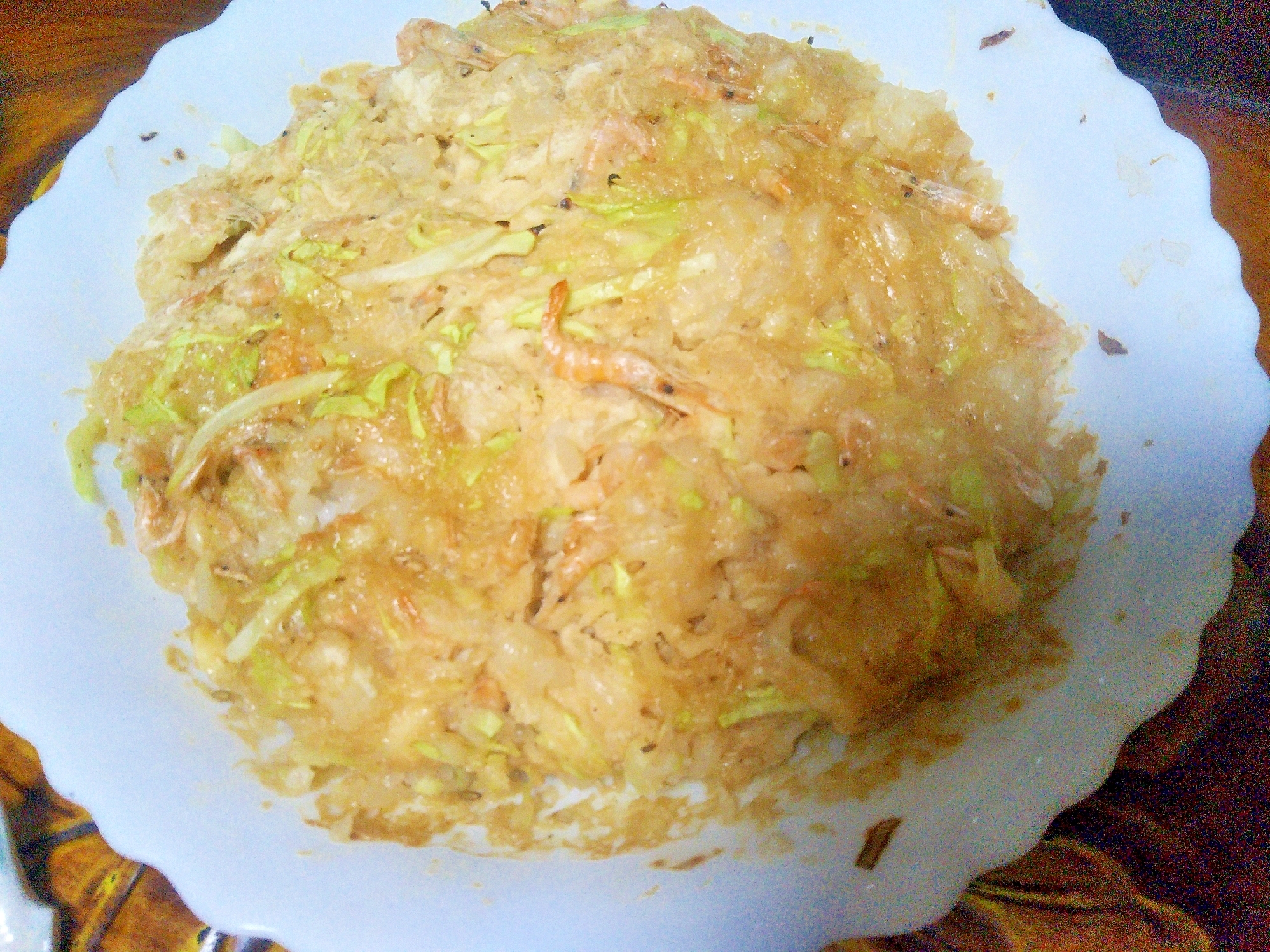 大和芋♡春キャベツ♡川海老♡ご飯入りお好み焼き風