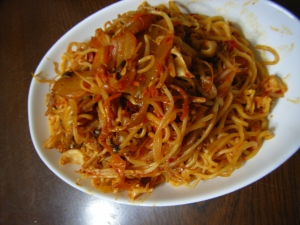 真っ赤なキムチ焼きそば♪^^♪