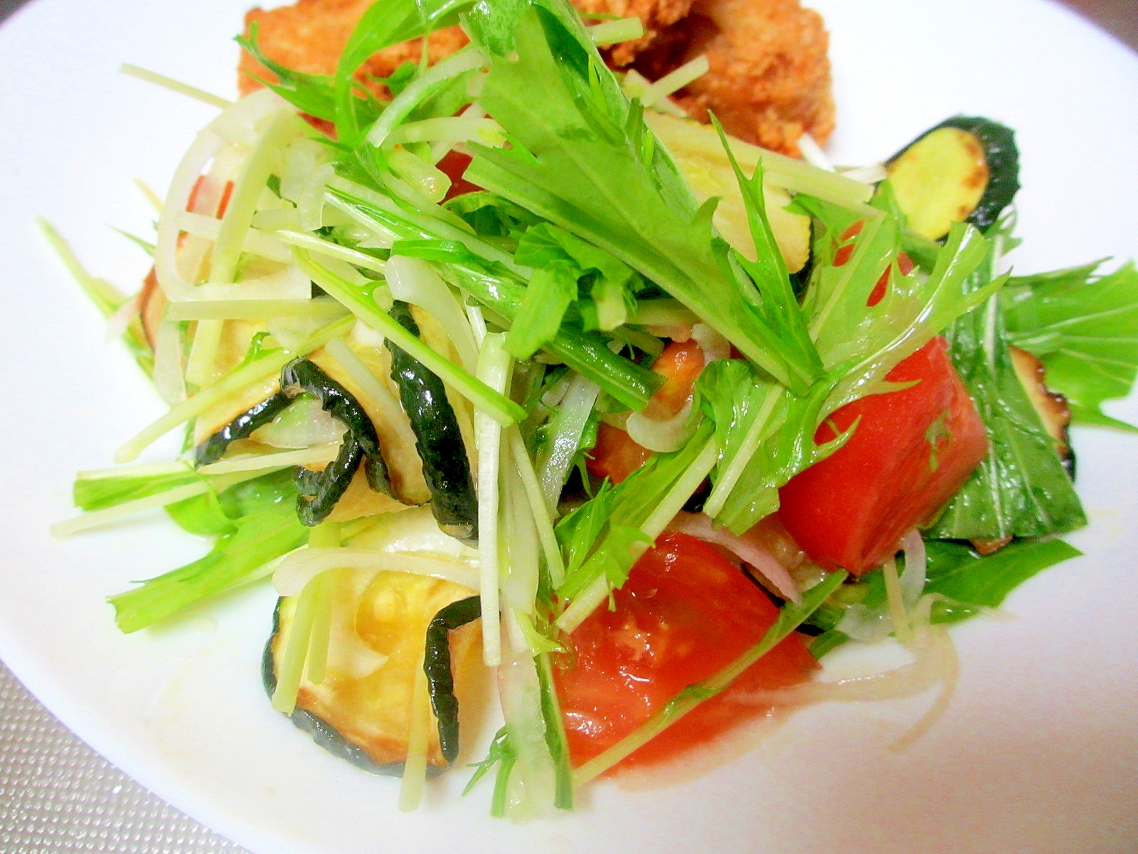 水菜とトマトとズッキーニのサラダ レシピ 作り方 By Mococo05 楽天レシピ