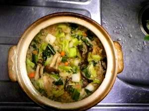 ホタテと青梗菜の中華風雑炊