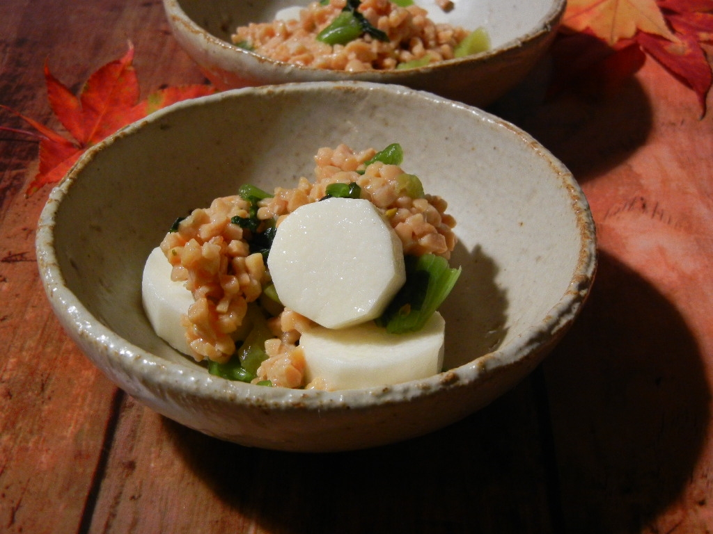 長芋と納豆の野沢菜和え