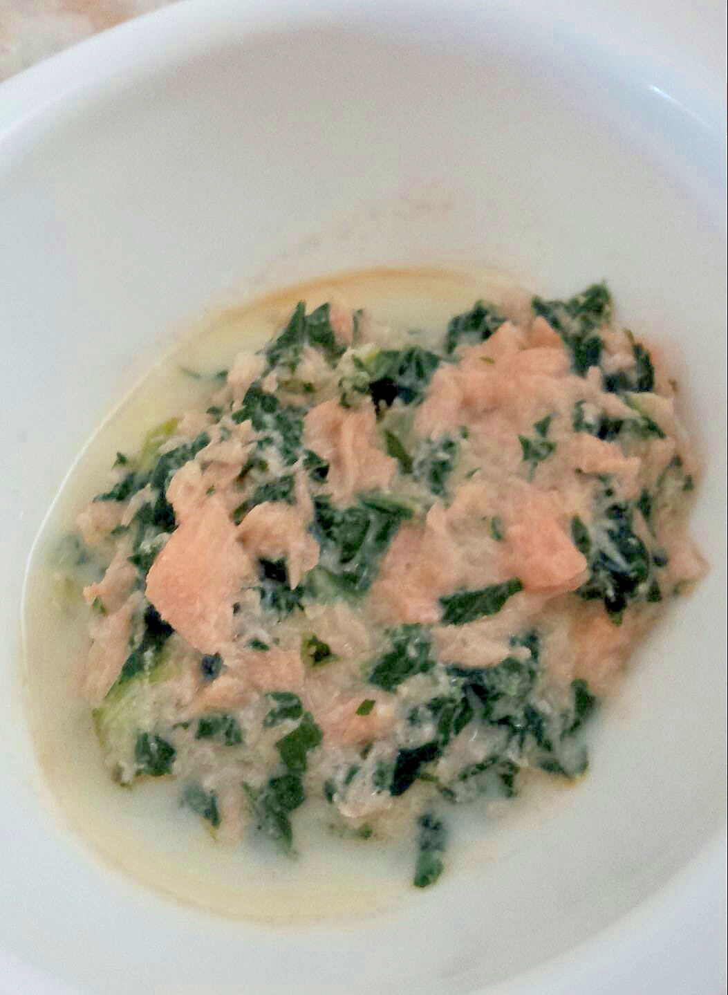7～8ヶ月のモグモグ期　鮭と小松菜のミルク煮