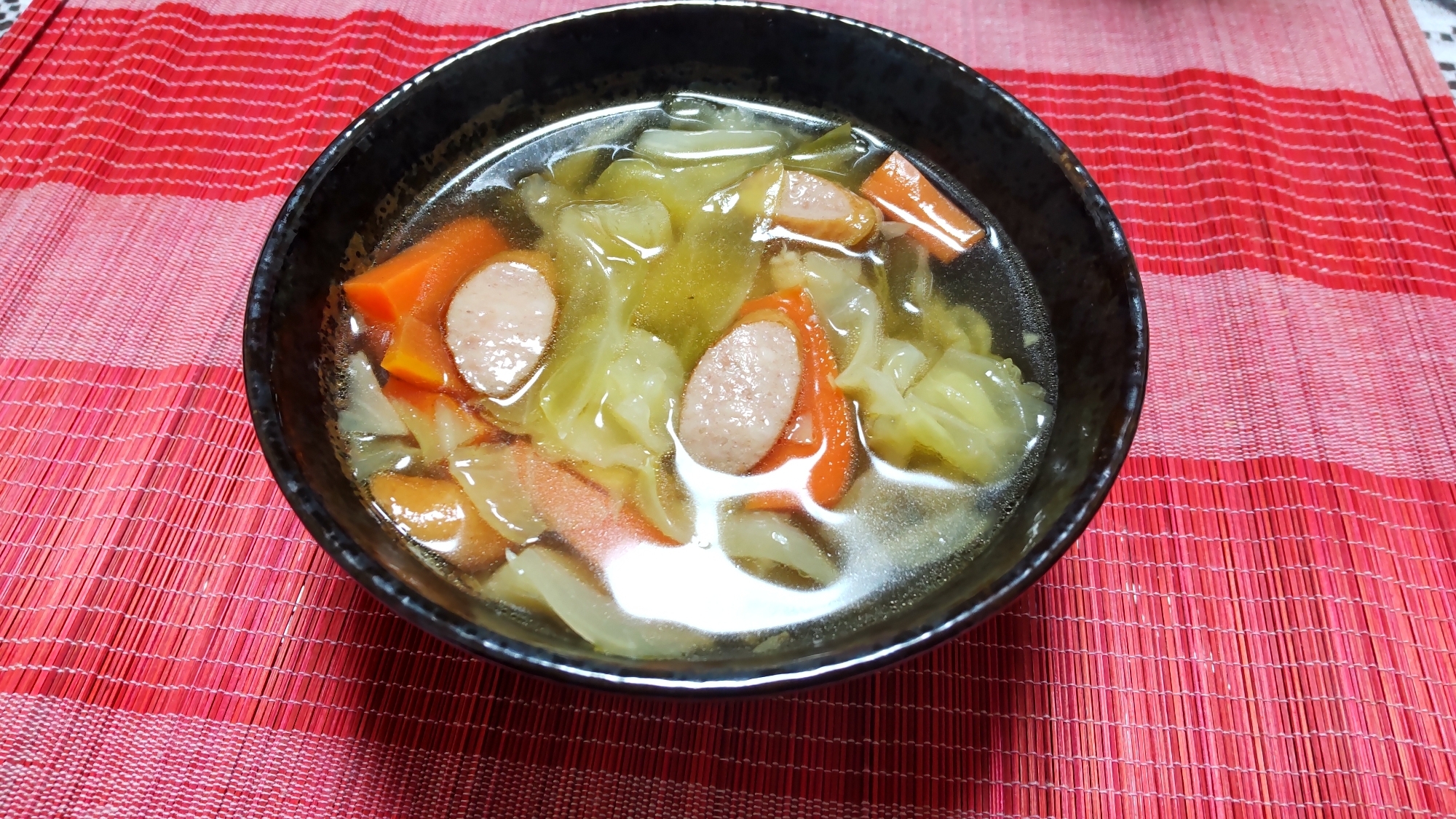 スープレシピ♪ウィンナーと野菜のコンソメスープ〜
