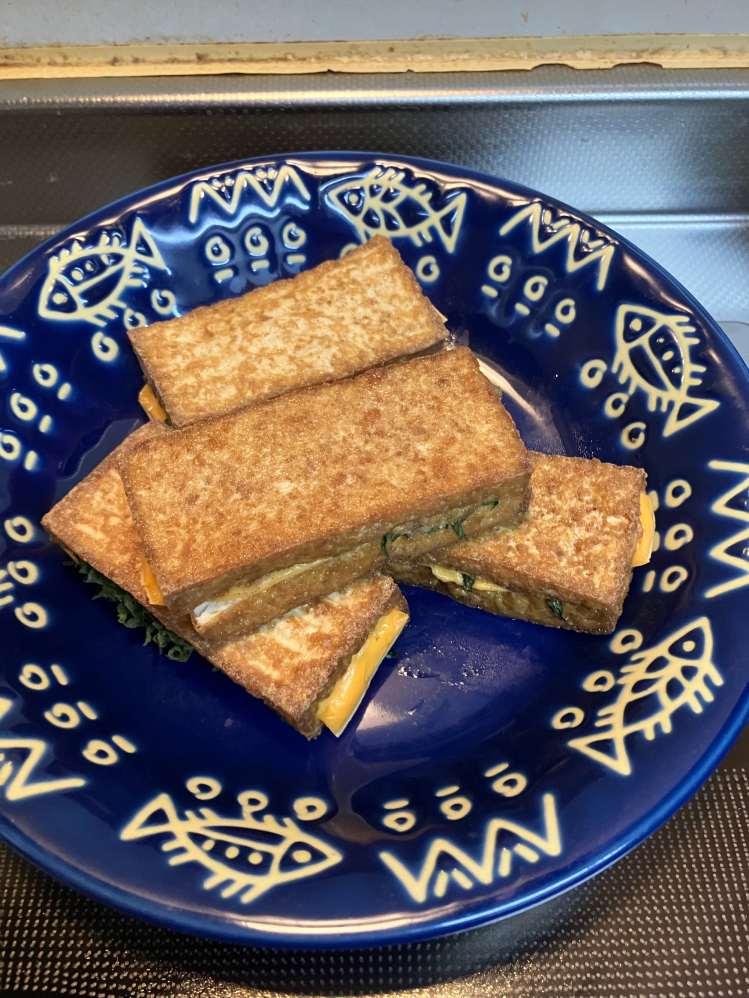 厚揚げの大葉とチーズ挟み焼き^_^