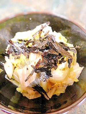 簡単副菜☆キャベツの山葵海苔醤油和え