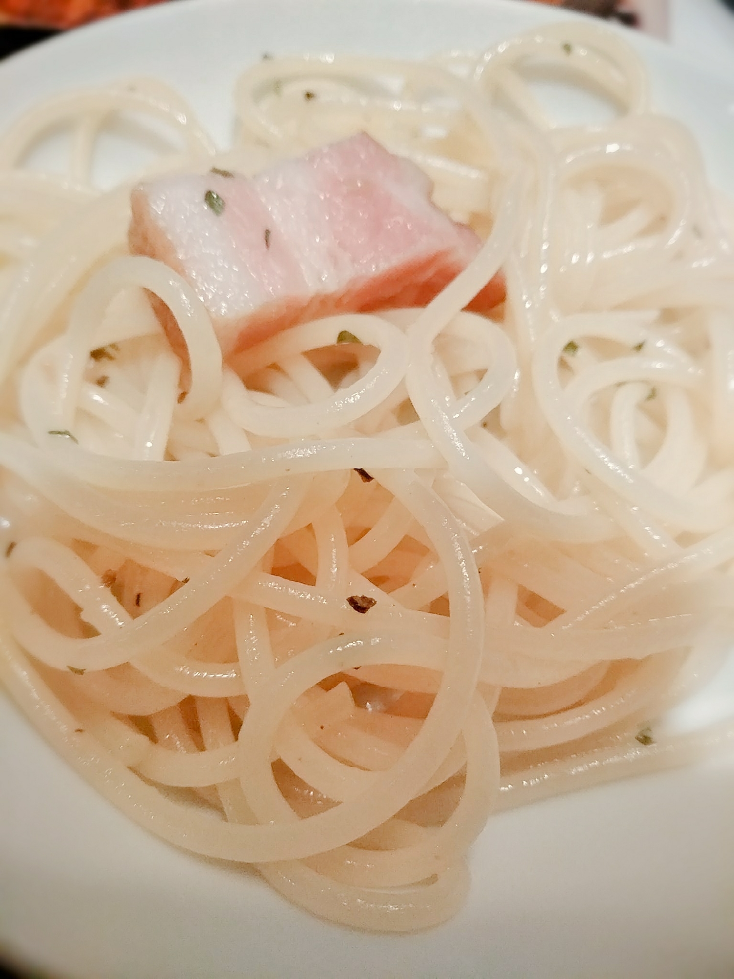 水戻しパスタのペペロンチーノ