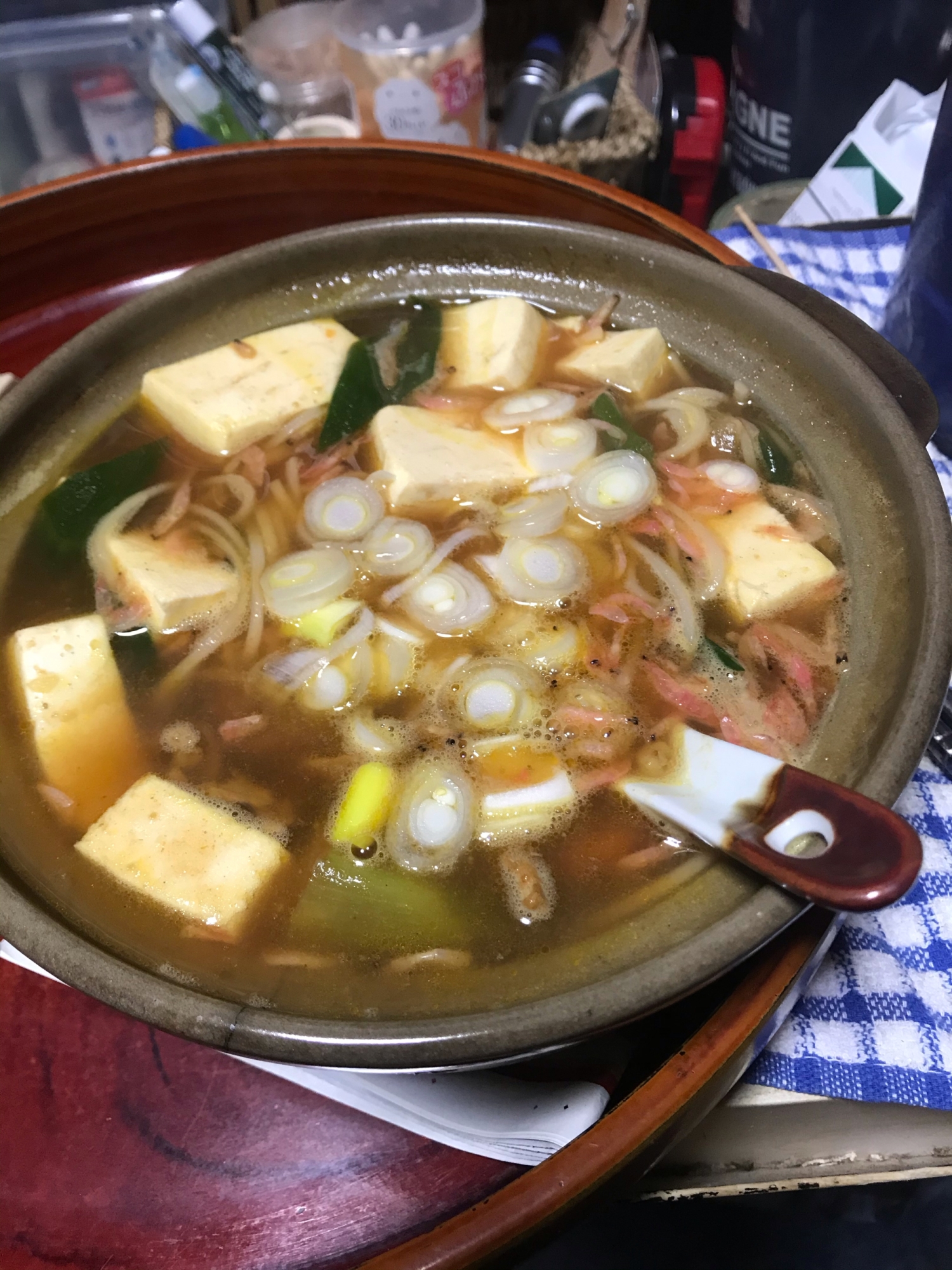 カレー豆腐のひやむぎ鍋