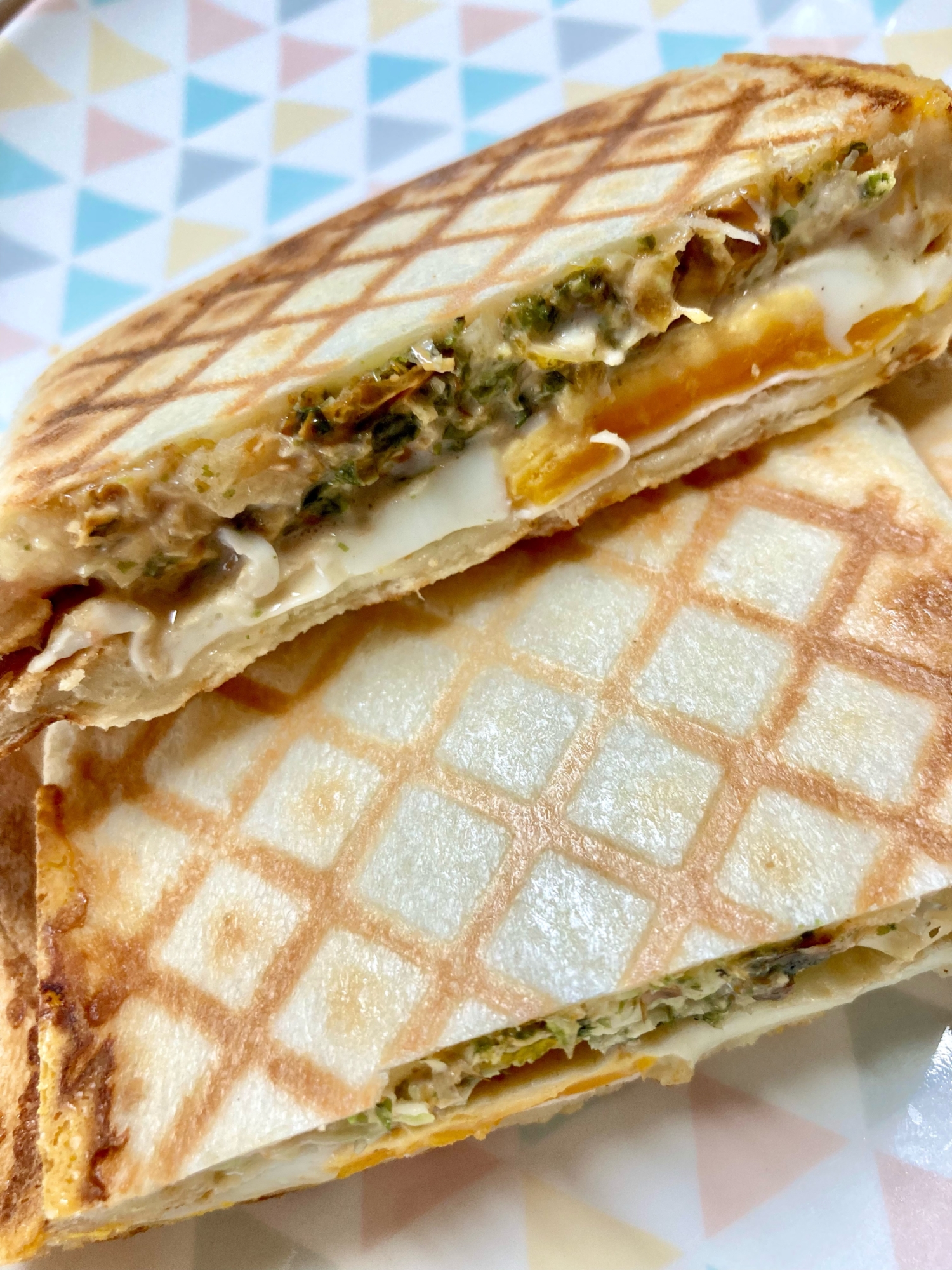 子供大好き 楽うま お好み焼き風ホットサンド レシピ 作り方 By かふかふ39 楽天レシピ