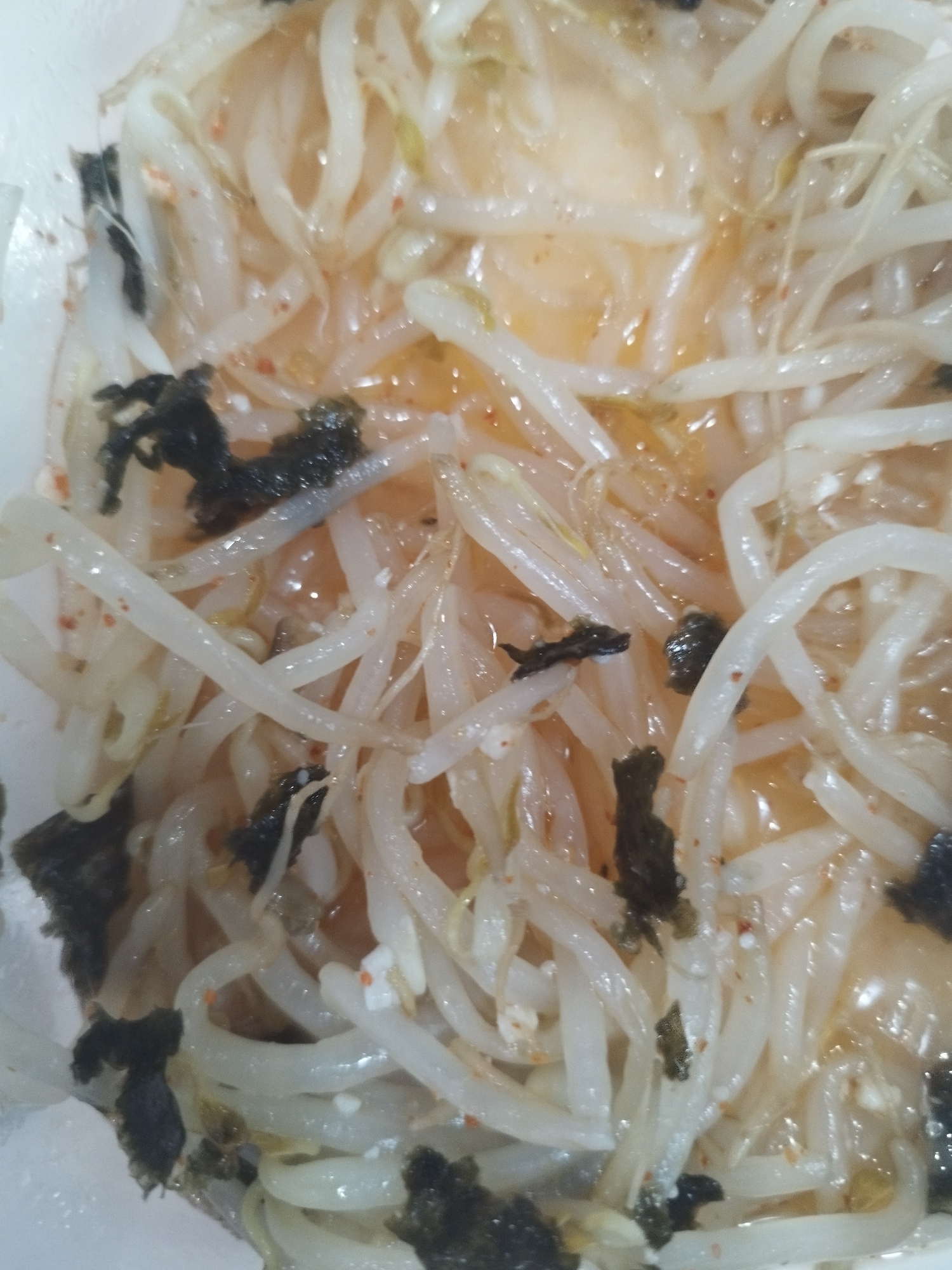 【男の宅飯】節約おかず　もやしののりナムル